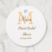 Orange Monogramm Brautparty geben den Namen modern Geschenkanhänger (Rückseite)