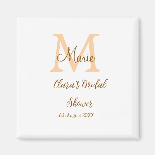 Orange Monogramm Brautparty geben den Namen modern Magnet (Vorne)