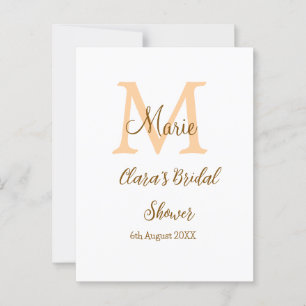 Orange Monogramm Brautparty geben den Namen modern Postkarte