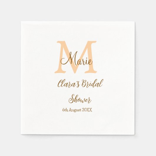 Orange Monogramm Brautparty geben den Namen modern Serviette (Vorderseite)