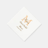 Orange Monogramm Brautparty geben den Namen modern Serviette (Ecke)
