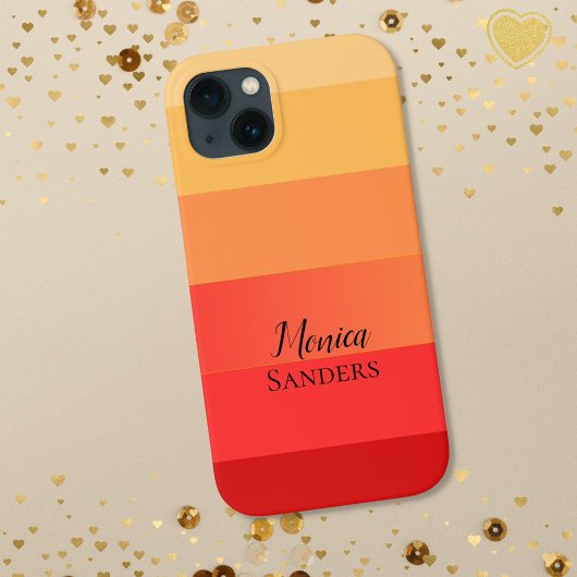 Orange-Monogramm des horizontalen Streifen iPhone Hülle