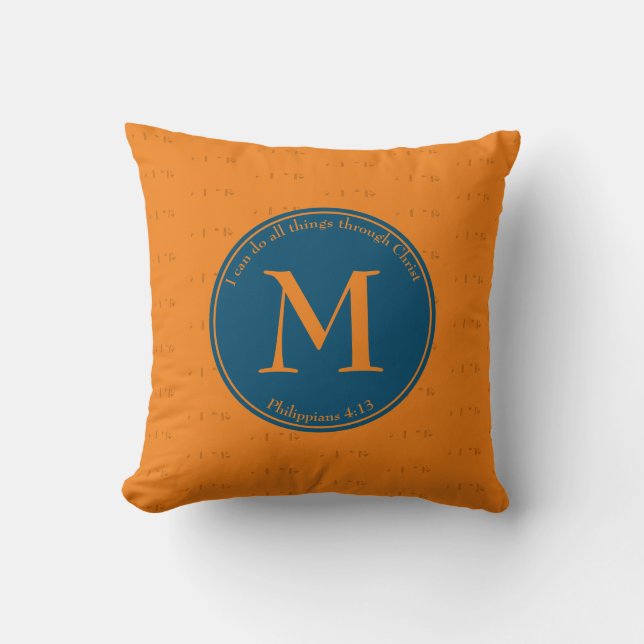 Orange | MONOGRAMM | Philippinen 4:13 | Reversible Kissen (Vorderseite)