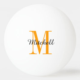 Orange Monogramm und Name Personalisiert Tischtennisball