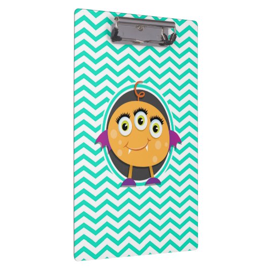 Orange Monster; Aqua Green Zickzack Klemmbrett (Rechts)