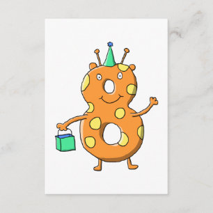 Orange Monster der Nr. 8 für 8. Geburtstag Einladung