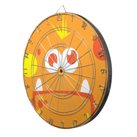 Orange Monster Face Dart Board Dartscheibe (Vorderseite rechts)