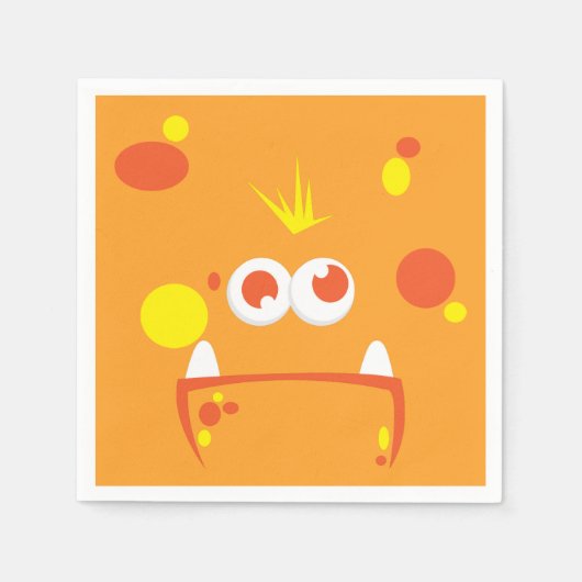 Orange Monster Face Napkins Serviette (Vorderseite)