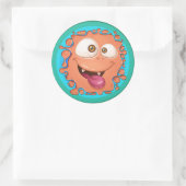 Orange Monster Face Platsch Runder Aufkleber (Tasche)
