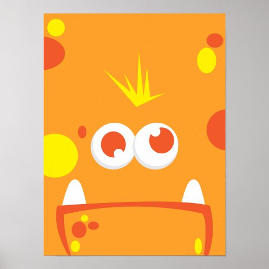 Orange Monster Face Poster Print (Vorne)