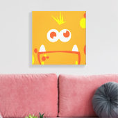 Orange Monster Face Wrapped Canvas Leinwanddruck (Insitu (Wohnzimmer))