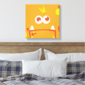 Orange Monster Face Wrapped Canvas Leinwanddruck (Insitu (Schlafzimmer))