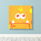 Orange Monster Face Wrapped Canvas Leinwanddruck (Insitu (Holzboden))