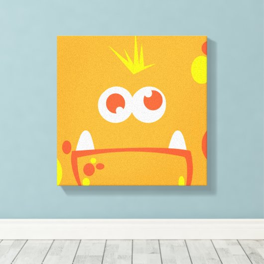 Orange Monster Face Wrapped Canvas Leinwanddruck (Insitu (Holzboden))