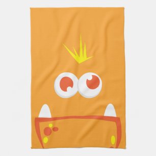 Orange Monster Gesichtsküche Handtuch