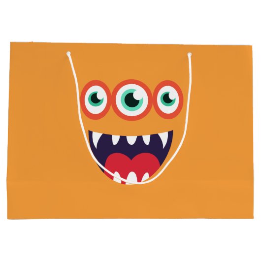 Orange Monster Große Geschenktüte (Rückseite)