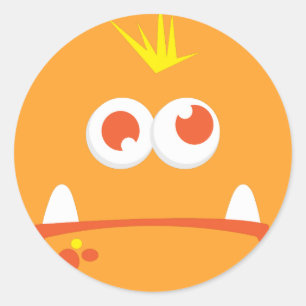 Orange Monster-Sticker Runder Aufkleber