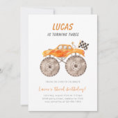Orange Monster Truck Any Age Birthday Einladung (Vorderseite)