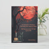 Orange Moon Custom Adulls Halloween Einladung (Stehend Vorderseite)