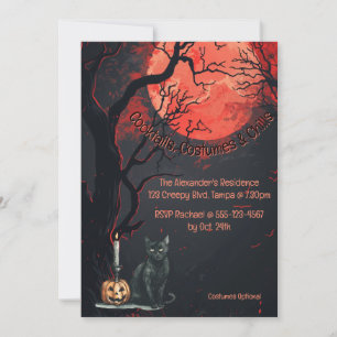 Orange Moon Custom Adulls Halloween Einladung