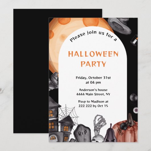 Orange Moon Haunting House - Einladung (Vorne/Hinten)