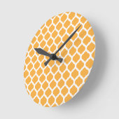 Orange Moroccan Pattern Wall Clocks Runde Wanduhr (Winkel)