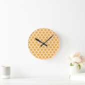 Orange Moroccan Pattern Wall Clocks Runde Wanduhr (Zuhause)
