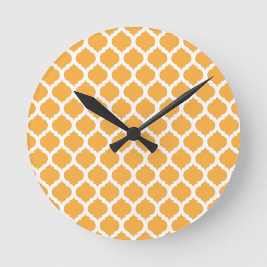 Orange Moroccan Pattern Wall Clocks Runde Wanduhr (Vorderseite)