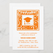 Orange Mortarboard Moderne Graduation Einladungen (Vorne/Hinten)