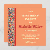 Orange Mosaic Geburtstagsparty Einladung (Vorne/Hinten)