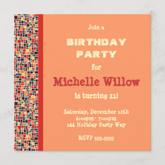 Orange Mosaic Geburtstagsparty Einladung