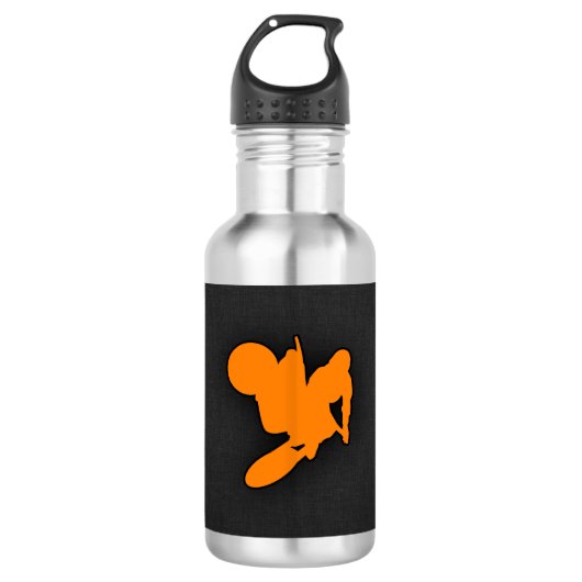 Orange Motocross Edelstahlflasche (Vorderseite)