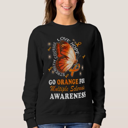 Orange Multiple Sklerose Awareness Frau Butterfl Sweatshirt (Vorderseite)