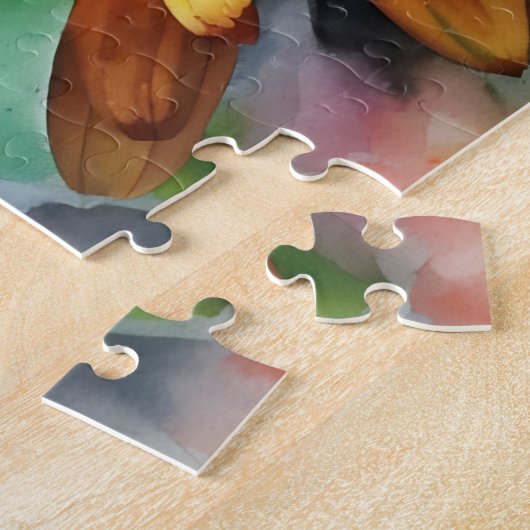 Orange Mum Blume Herbst Herbstfarben Puzzle (Seite)