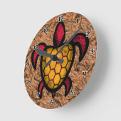 Orange Muschel Turtle Round Wall Clock Runde Wanduhr (Winkel)