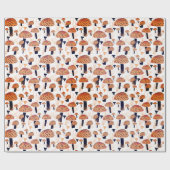 Orange Mushroom Herbst Herbstmuster Geschenkpapier (Flach)