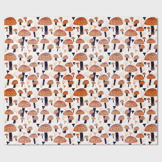 Orange Mushroom Herbst Herbstmuster Geschenkpapier (Flach)