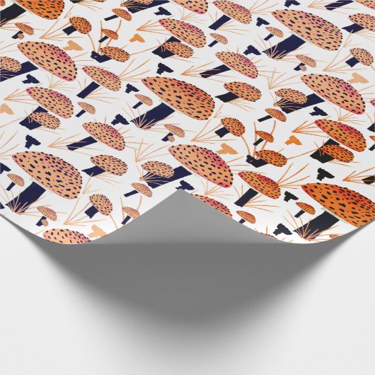 Orange Mushroom Herbst Herbstmuster Geschenkpapier (Ecke)