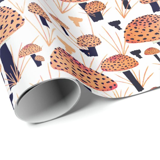 Orange Mushroom Herbst Herbstmuster Geschenkpapier (Rolleneckpunkt)