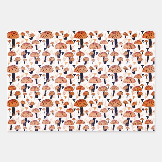 Orange Mushroom Herbst Herbstmuster Geschenkpapier Set (Vorderseite 2)