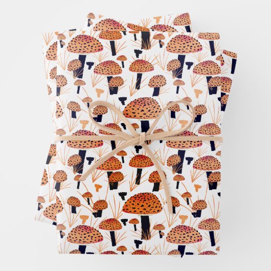 Orange Mushroom Herbst Herbstmuster Geschenkpapier Set (Beispiel)