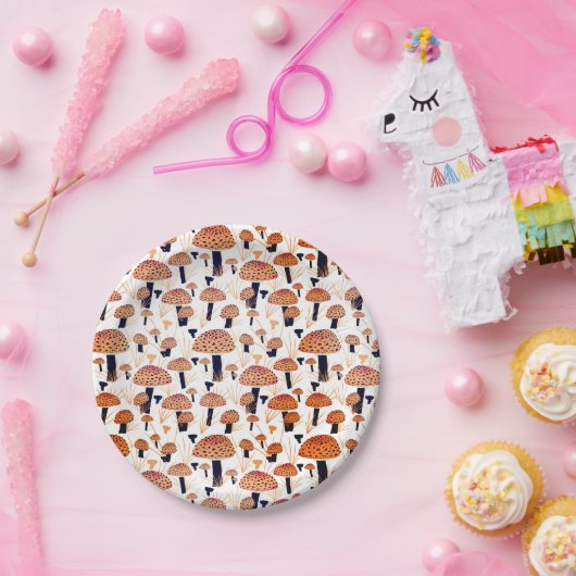 Orange Mushroom Herbst Herbstmuster Pappteller (Party)