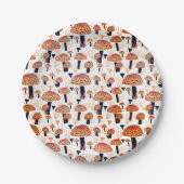 Orange Mushroom Herbst Herbstmuster Pappteller (Vorderseite)