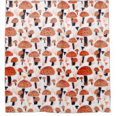 Orange Mushroom Pattern Fall Duschvorhang (Vorderseite)