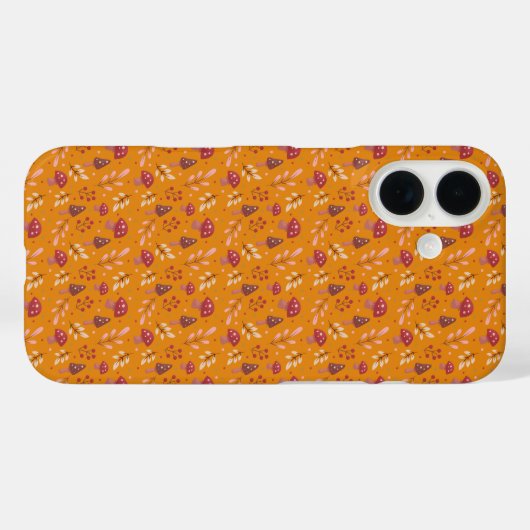 Orange Mushroom Pattern iPhone Case (Rückseite (Horizontal))