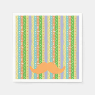 Orange Mustache Fiesta Green Yellow Fun Señor Serviette
