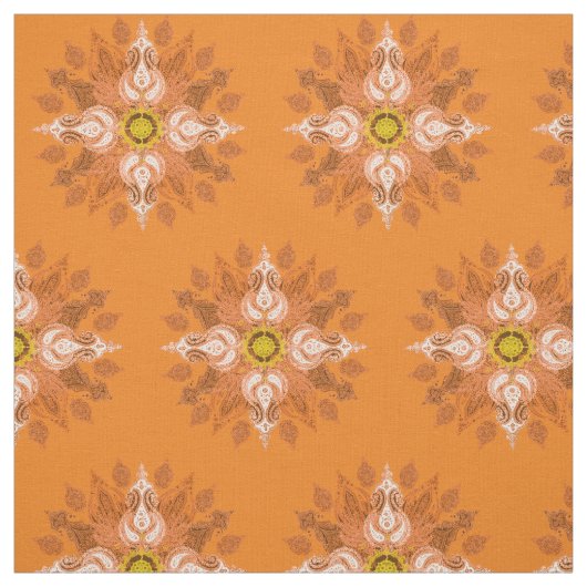 Orange Muster Feuerpaisleys Orientale Stoff (Muster)