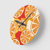 Orange Muster Runde Wanduhr (Winkel)