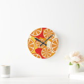 Orange Muster Runde Wanduhr (Zuhause)