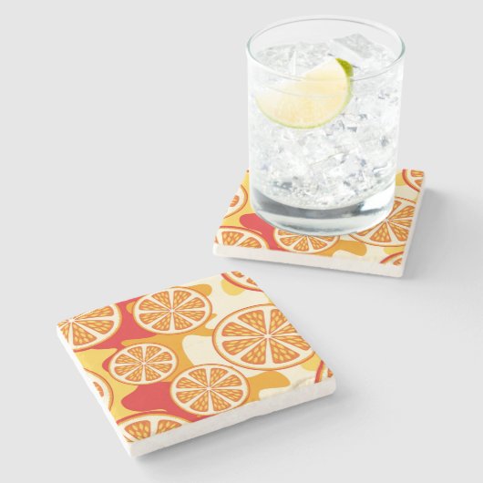 Orange Muster Steinuntersetzer (Seitenansicht)